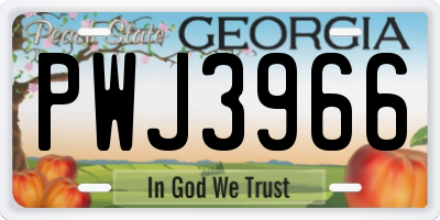 GA license plate PWJ3966
