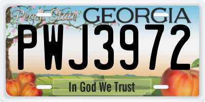 GA license plate PWJ3972