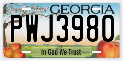 GA license plate PWJ3980