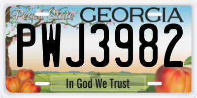 GA license plate PWJ3982