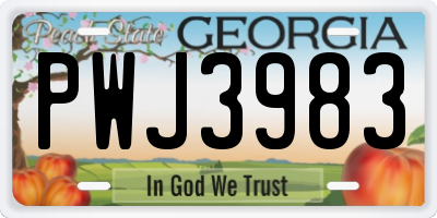 GA license plate PWJ3983