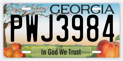GA license plate PWJ3984