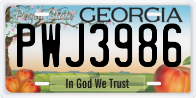 GA license plate PWJ3986
