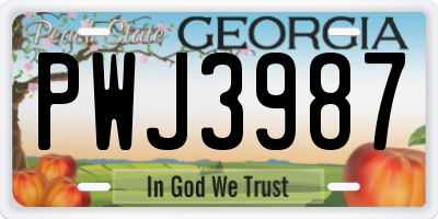 GA license plate PWJ3987