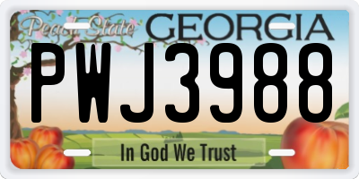 GA license plate PWJ3988