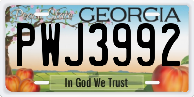 GA license plate PWJ3992