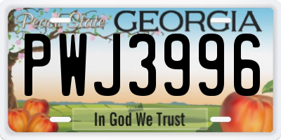 GA license plate PWJ3996