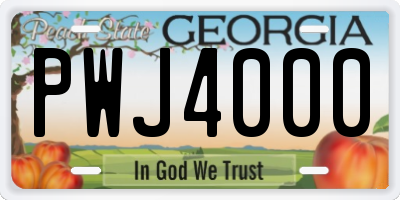 GA license plate PWJ4000