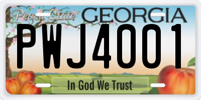 GA license plate PWJ4001
