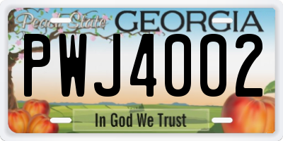 GA license plate PWJ4002