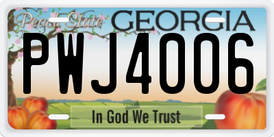 GA license plate PWJ4006