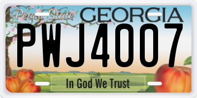 GA license plate PWJ4007