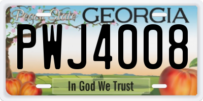 GA license plate PWJ4008