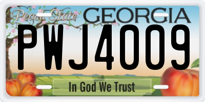 GA license plate PWJ4009