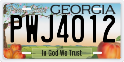 GA license plate PWJ4012