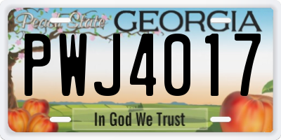 GA license plate PWJ4017