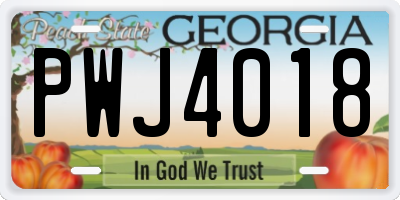 GA license plate PWJ4018