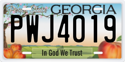GA license plate PWJ4019