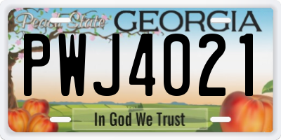 GA license plate PWJ4021