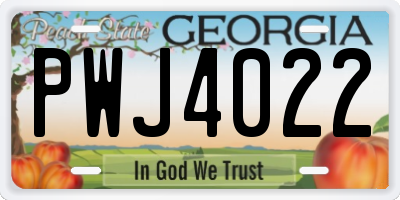GA license plate PWJ4022