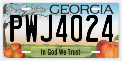 GA license plate PWJ4024