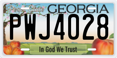 GA license plate PWJ4028