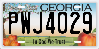 GA license plate PWJ4029