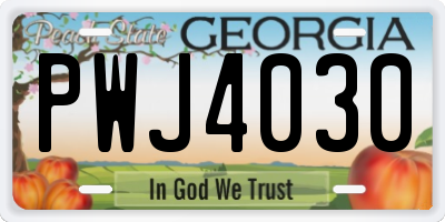 GA license plate PWJ4030