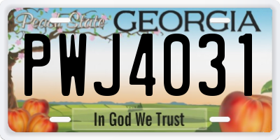 GA license plate PWJ4031