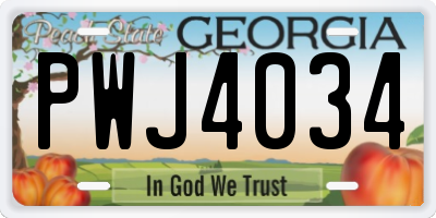 GA license plate PWJ4034