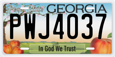 GA license plate PWJ4037