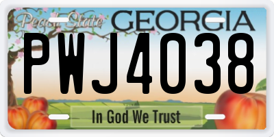 GA license plate PWJ4038