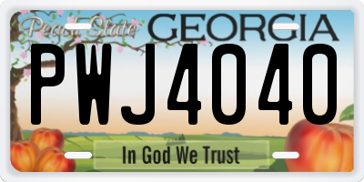 GA license plate PWJ4040
