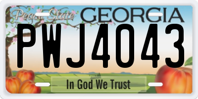 GA license plate PWJ4043