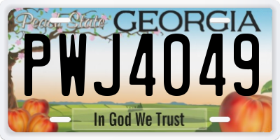 GA license plate PWJ4049