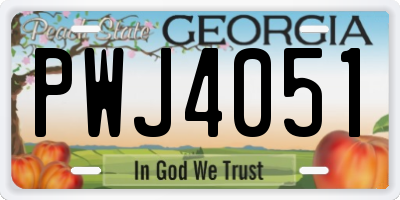 GA license plate PWJ4051