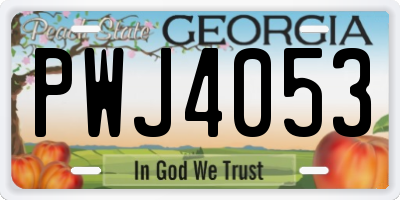 GA license plate PWJ4053