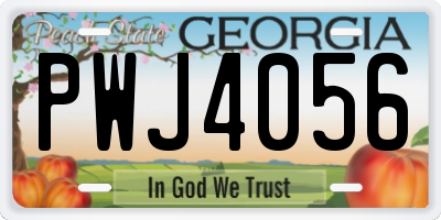 GA license plate PWJ4056