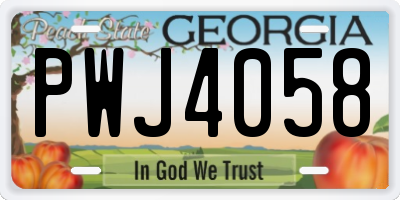 GA license plate PWJ4058