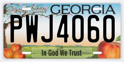 GA license plate PWJ4060