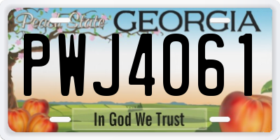 GA license plate PWJ4061