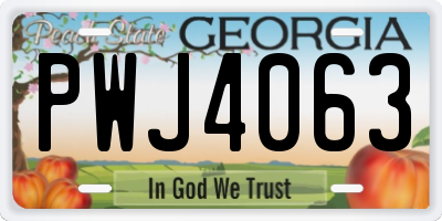 GA license plate PWJ4063