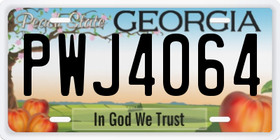 GA license plate PWJ4064