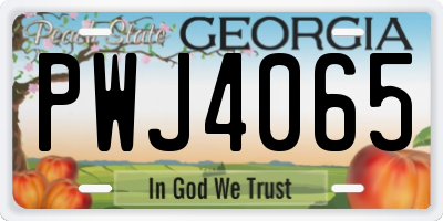 GA license plate PWJ4065