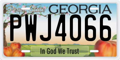 GA license plate PWJ4066
