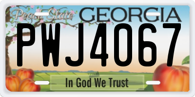 GA license plate PWJ4067