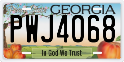 GA license plate PWJ4068