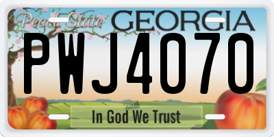 GA license plate PWJ4070