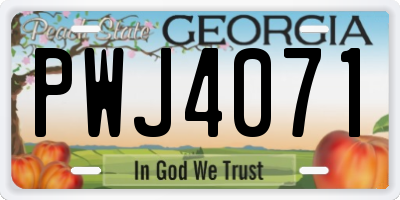 GA license plate PWJ4071