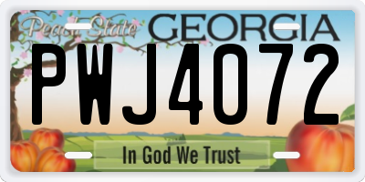 GA license plate PWJ4072